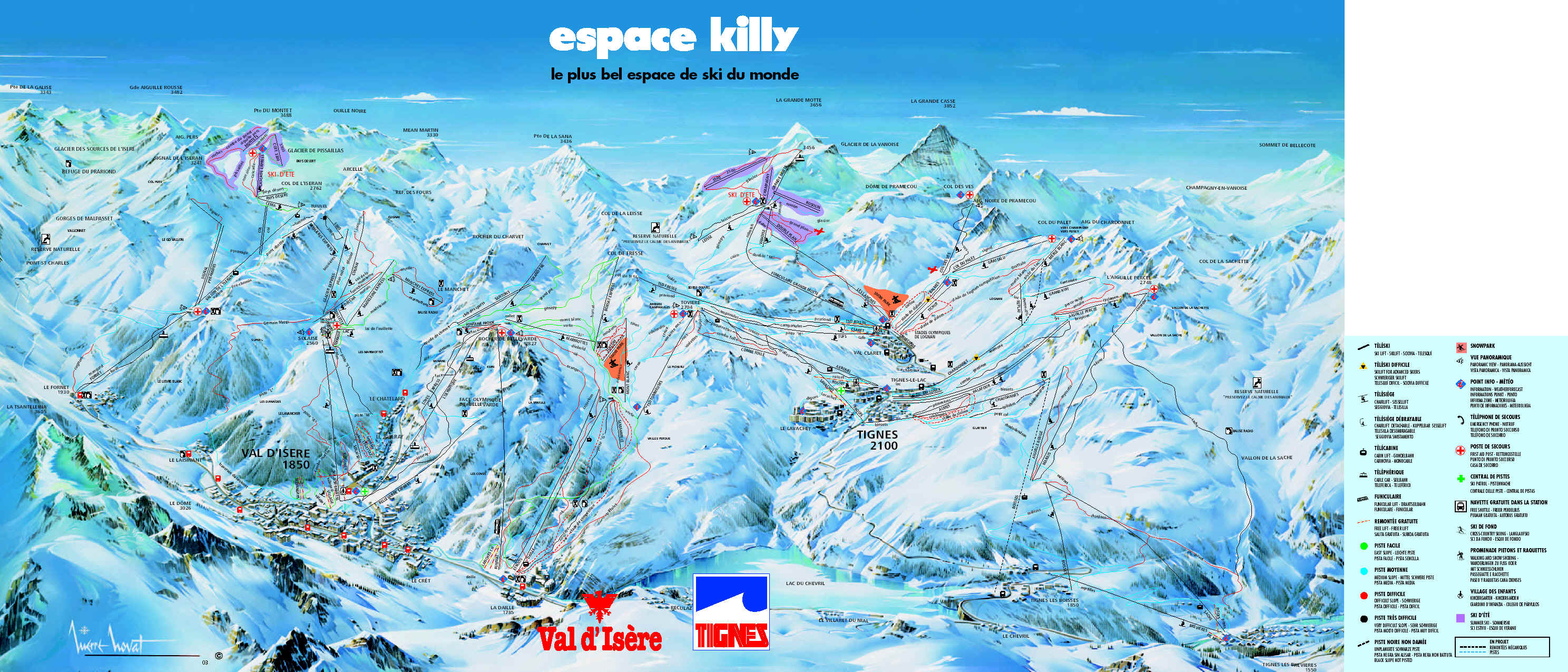 Tignes Ski & Snowboard Piste Map
