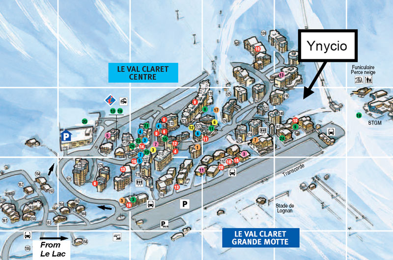 Ynycio location Map, Tignes